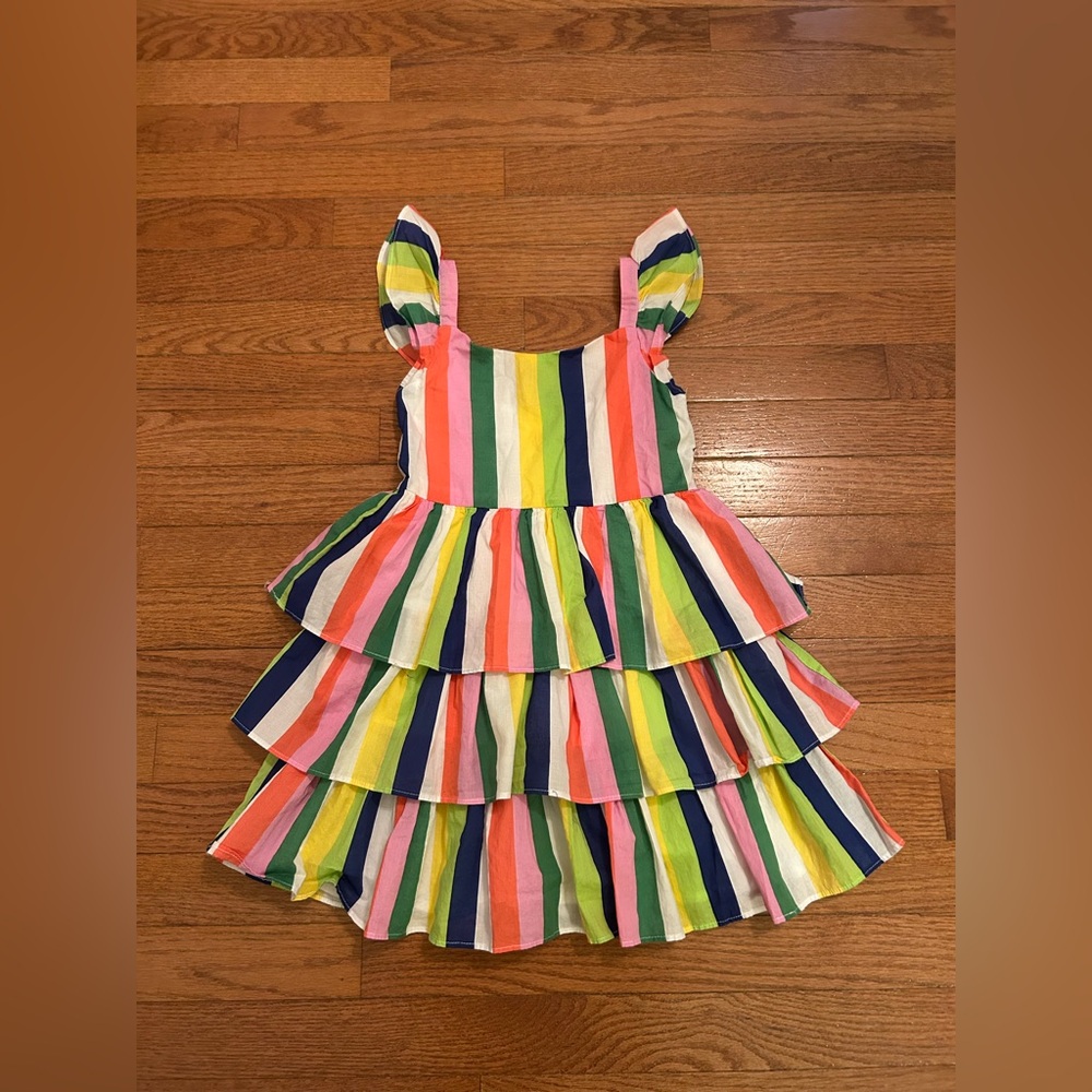 Janie and Jack Kaavia James Union Wade Tiered Striped Flutter Sleeve Dress